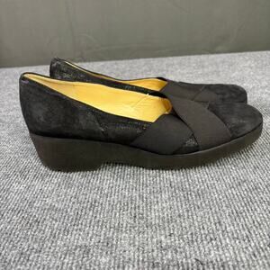 Eneslow Heels Women’s 7 Made in Italy Wedge Comfort Elegant Slip On Black